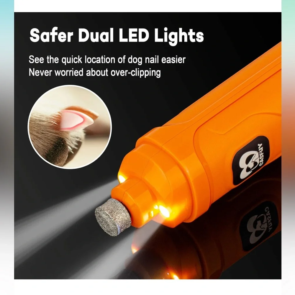 Casfuy Dog Nail Grinder with 2 LED light NWOT